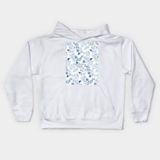 Doodle flowers in classic blue Kids Hoodie